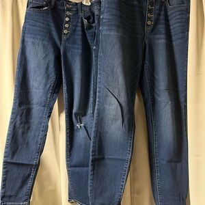 TWO PAIR SO High-Rise Skinny Jeans in Dark Blue